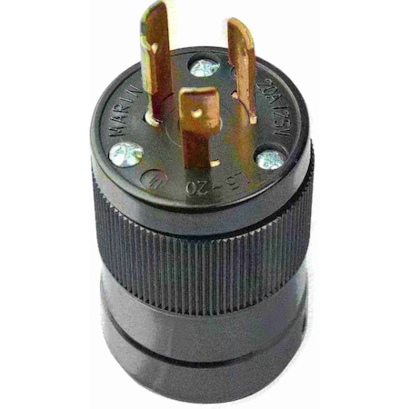 Marinco Locking Plug, L5-20P, 20 A, 125V AC, Single Phase, 2 Pole, Screw Terminals, Black 205PBL